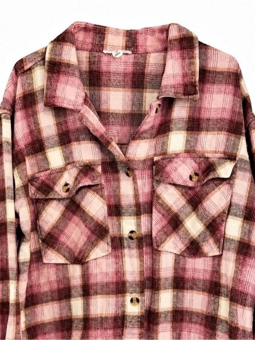 Plaid Utility Jacket in Pink & Brown